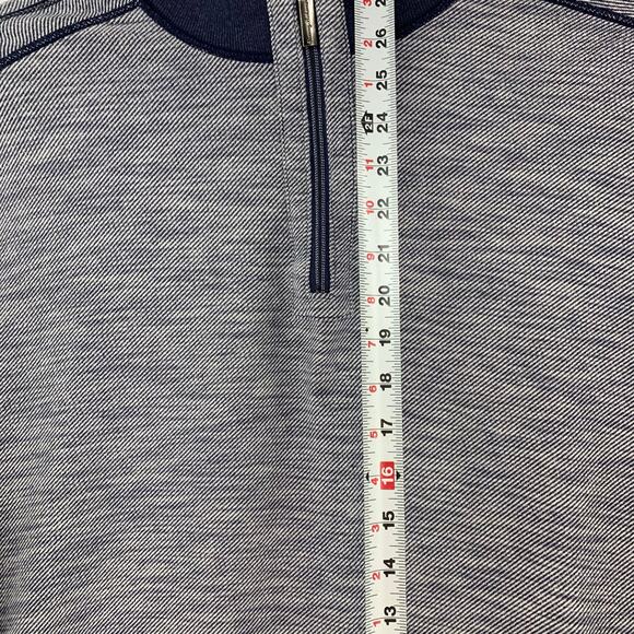 Tommy Bahama Flip Coast 1/4 Zip Sweater, Reversible Gray to Blue Striped - Picture 4 of 14